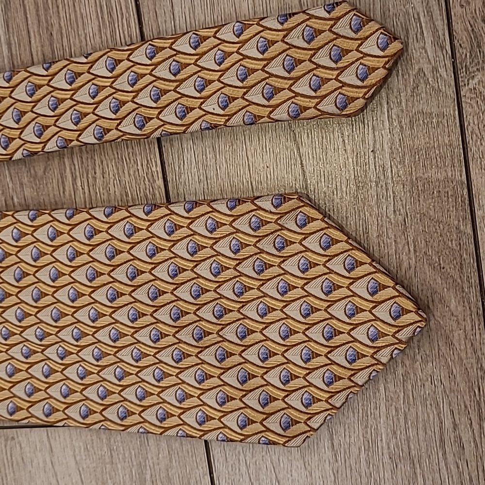 ROBERT TALBOTT Best of Class Metallic Gold Blue Abstract Mens Silk Tie - Picture 2 of 5